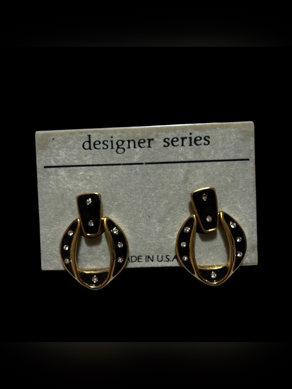 Designer Series Black and Gold Hoop Drop Earrings